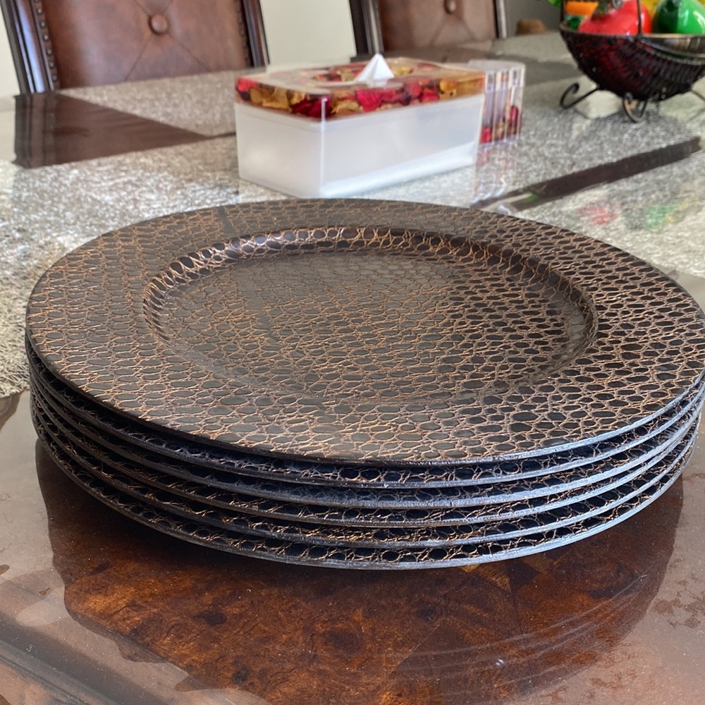 Plate Chargers Set of 6 Copper Brown - Picture 2 of 7